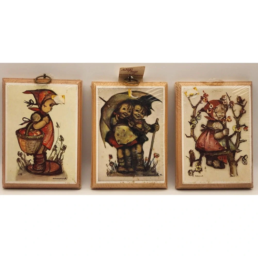 Vintage Evans Retro Wool Plaque Kitschy Kids Wall Art Decor Umbrella Kiss‎